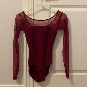 Elevé Burgundy Long Sleeve Leotard - S